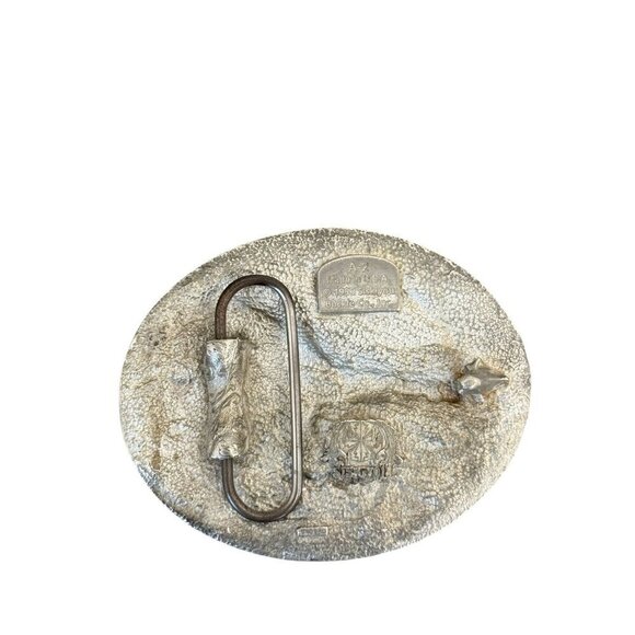 1995 Vintage EAGLE Oval Buckle, Pewter Diamond Cut Belt Buckle Made in USA - Picture 5 of 5